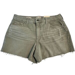 Universal Thread Womens Olive Green Vintage Midi Shorts Sz 14/32 Raw Hem Stretch